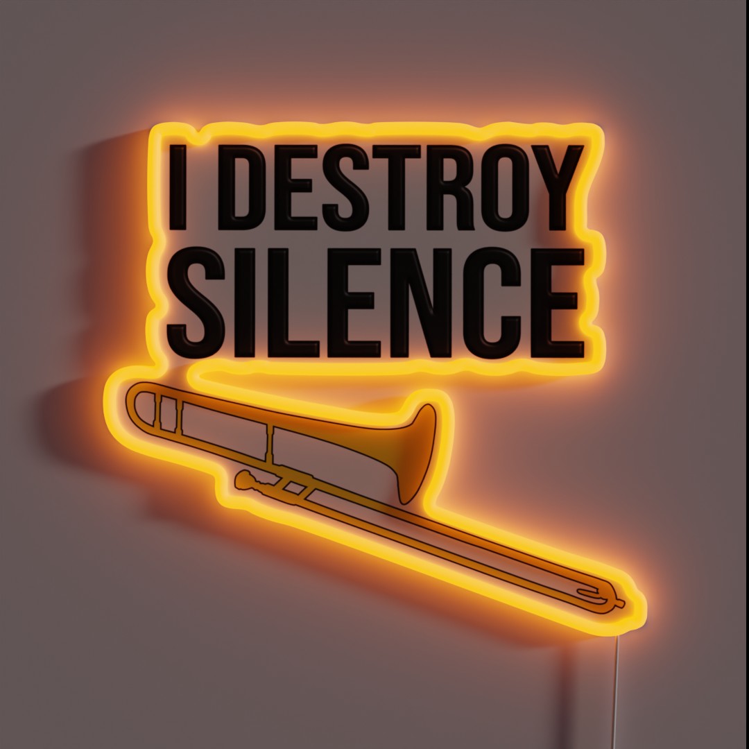 I DESTROY SILENCE Funny Trombone Gift RGB Neon Sign I DESTROY SILENCE Funny Trombone Gift RGB Neon Sign