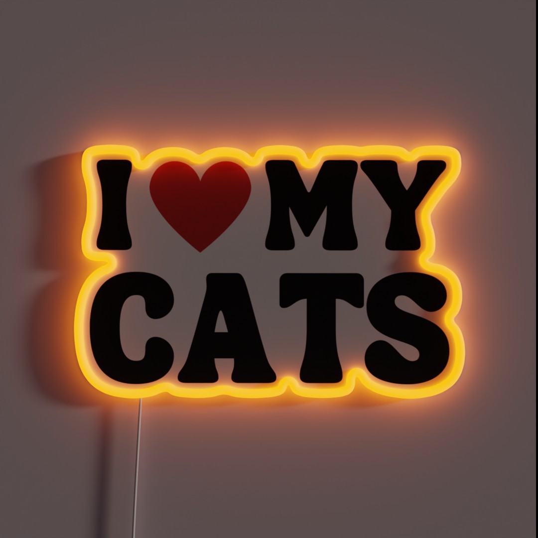 I Heart My Cats I Love My Cats RGB Neon Sign I Heart My Cats I Love My Cats RGB Neon Sign