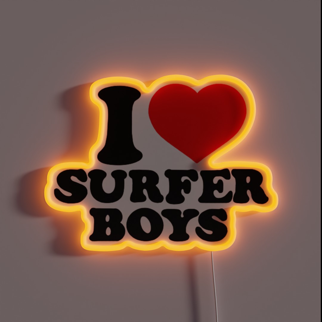 I Heart Surfer Boys RGB Neon Sign I Heart Surfer Boys RGB Neon Sign