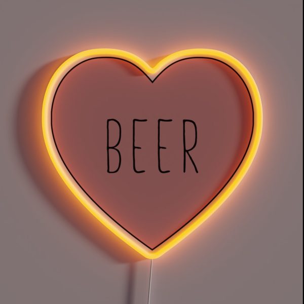 I Love Beer Heart Black Variant RGB Neon Sign