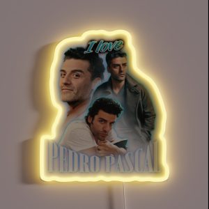 I Love Pedro Pascal Oscar Isaac Cursed Fan Collage RGB Neon Sign