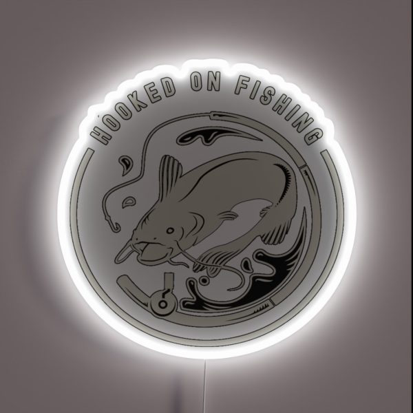I M Hooked On Fishing Badge1 RGB Neon Sign