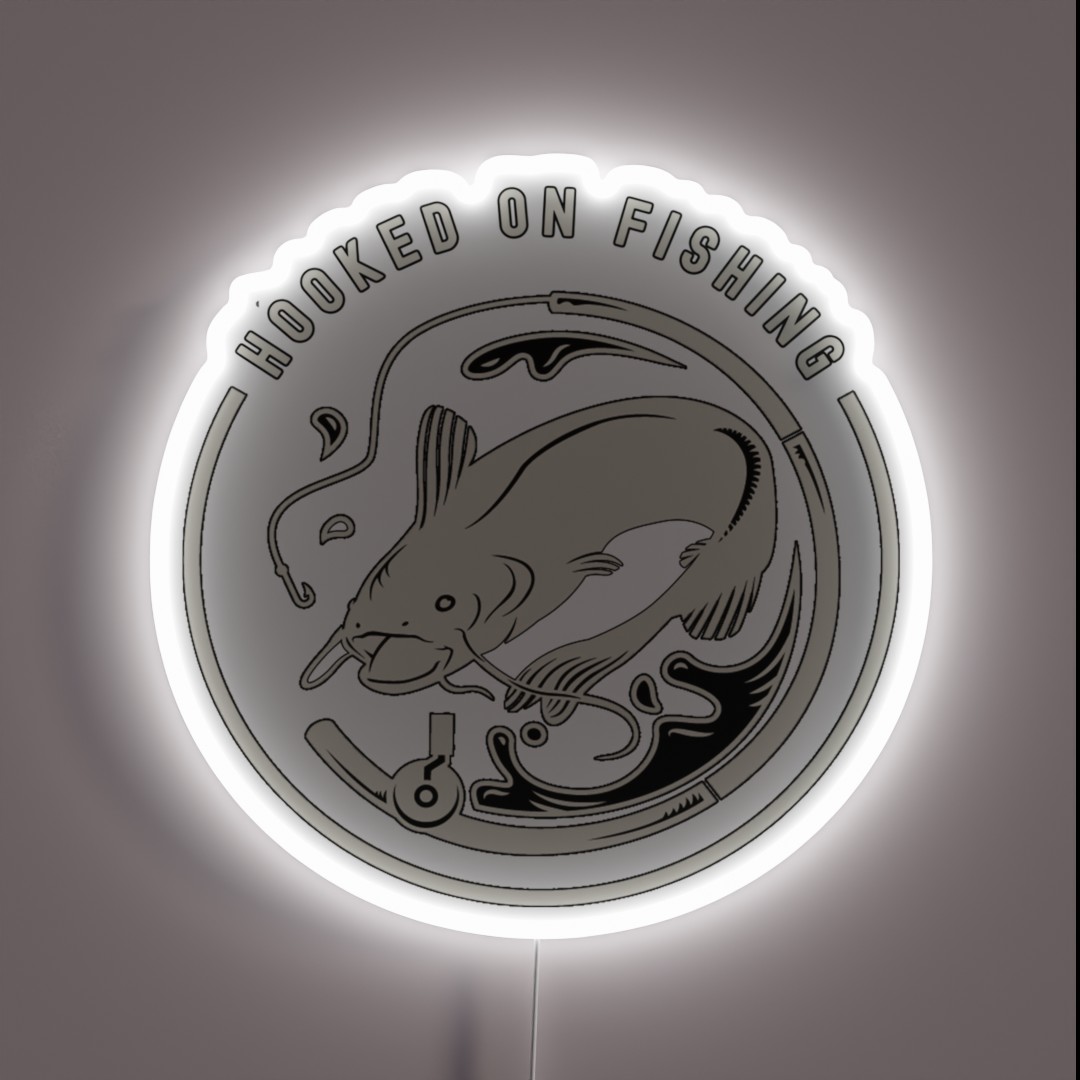 I M Hooked On Fishing Badge1 RGB Neon Sign I M Hooked On Fishing Badge1 RGB Neon Sign