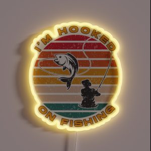 I M Hooked On Fishing Vintage RGB Neon Sign I M Hooked On Fishing Vintage RGB Neon Sign