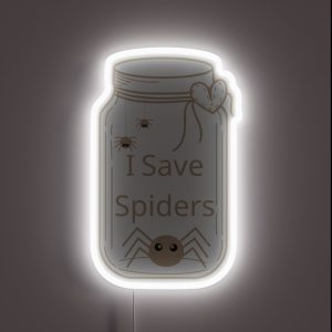 I Save Spiders Mason Jar With Heart RGB Neon Sign