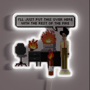 I T Crowd Fire 8 Bit RGB Neon Sign