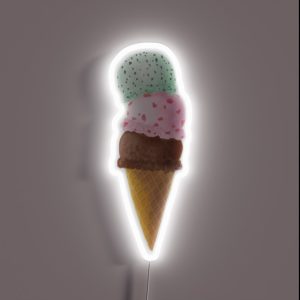 Ice Cream Cone Watercolor Painting RGB Neon Sign