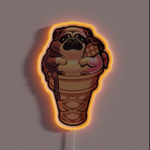 Ice Cream Puppy Neopolitan Pug RGB Neon Sign Ice Cream Puppy Neopolitan Pug RGB Neon Sign