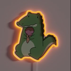 Icecream Cone Alligator RGB Neon Sign