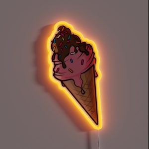 Icecream Stawberry And Chocolate Sauce RGB Neon Sign