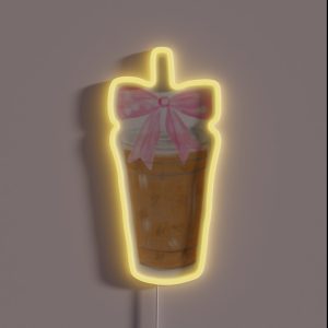 Iced Coffee And Bow Watercolor Drawing RGB Neon Sign Iced Coffee And Bow Watercolor Drawing RGB Neon Sign