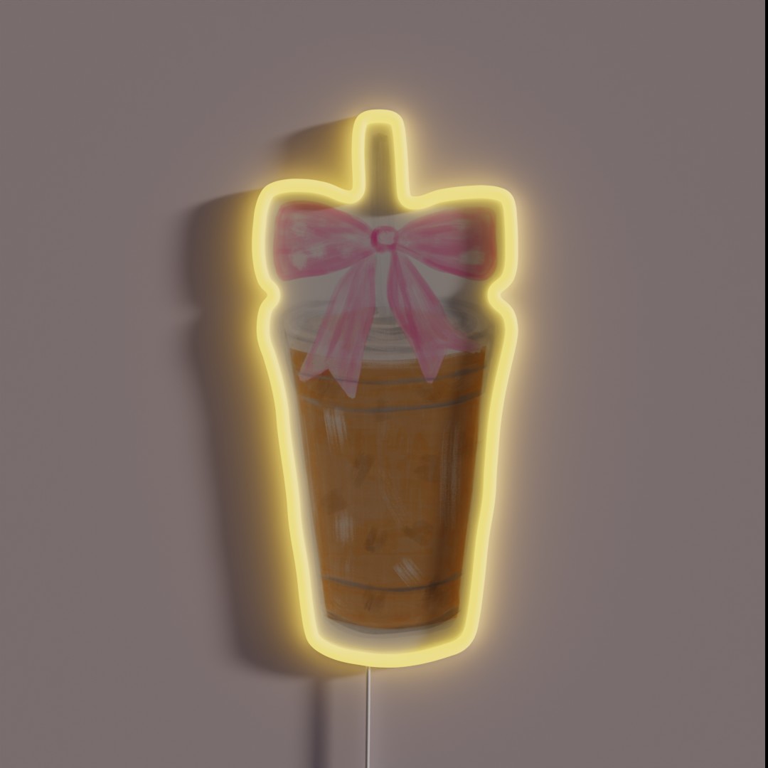 Iced Coffee And Bow Watercolor Drawing RGB Neon Sign Iced Coffee And Bow Watercolor Drawing RGB Neon Sign