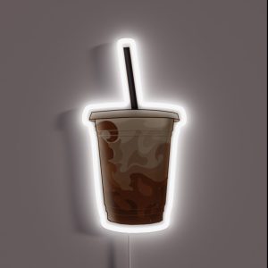 Iced Coffee With Milk Black Straw RGB Neon Sign