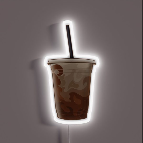 Iced Coffee With Milk Black Straw RGB Neon Sign