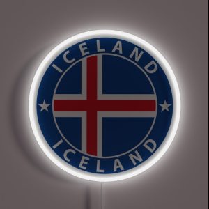 Iceland Iceland Flag Flag Coat Of Arms RGB Neon Sign