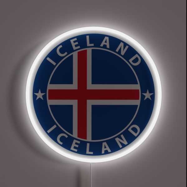 Iceland Iceland Flag Flag Coat Of Arms RGB Neon Sign