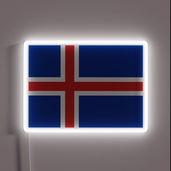 Iceland Icelandic Flag RGB Neon Sign