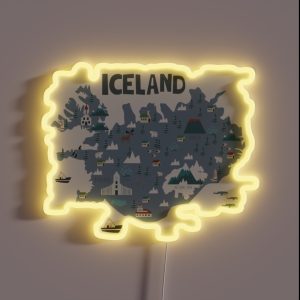 ICELAND Illustrated Map RGB Neon Sign