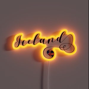Iceland Love Heart Iceland Icelandic Flag RGB Neon Sign