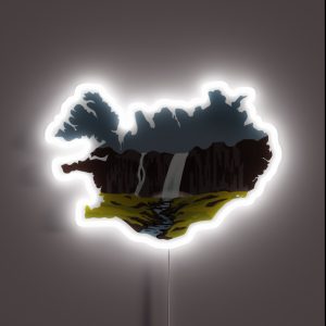 Iceland Map And Landscape RGB Neon Sign
