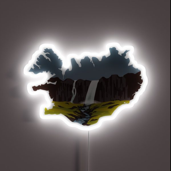Iceland Map And Landscape RGB Neon Sign