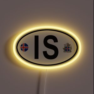Iceland Oval Country Code Decal RGB Neon Sign