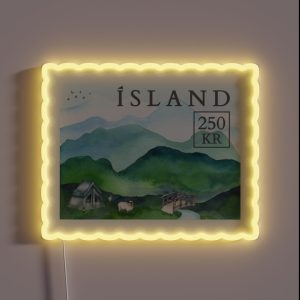 Iceland Stamp Funny Gifts For Iceland Enthusiasts RGB Neon Sign