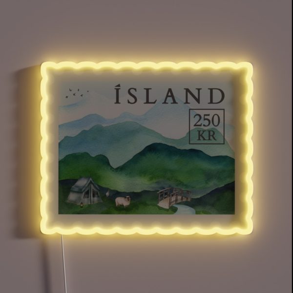 Iceland Stamp Funny Gifts For Iceland RGB Neon Sign