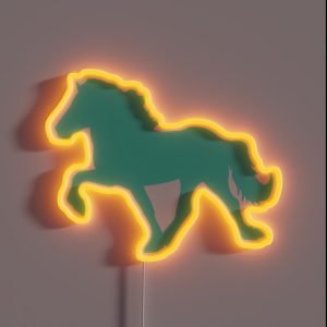 Icelandic Horse Mint Green Silhouette RGB Neon Sign