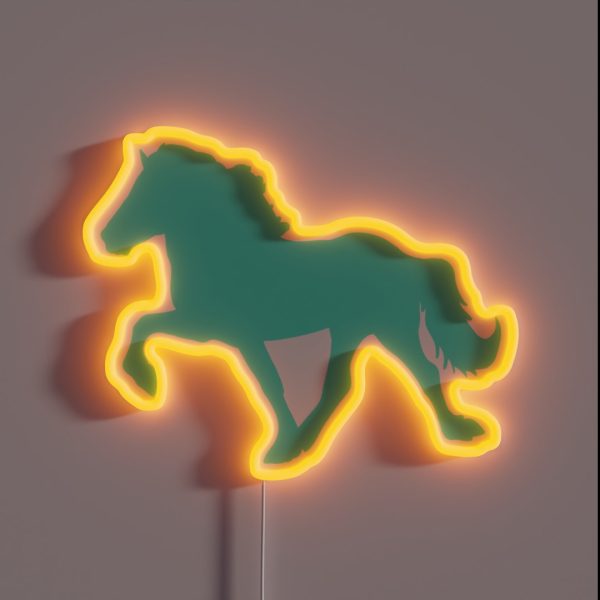 Icelandic Horse Mint Green Silhouette RGB Neon Sign