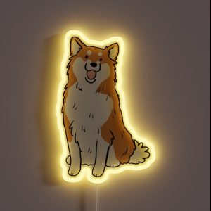 Icelandic Sheepdog Cute Illustration RGB Neon Sign