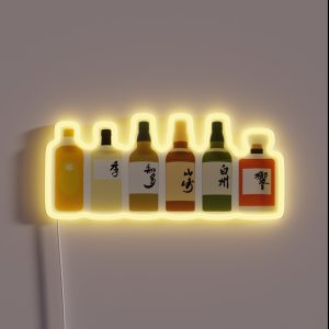 Iconic Suntory Whisky Bottles Collection Flat Design Blue Shade RGB Neon Sign