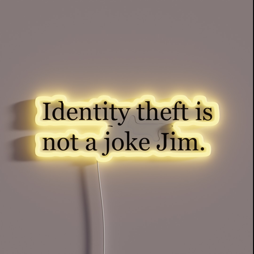 Identity Theft Is NOT A Joke Jim RGB Neon Sign Identity Theft Is NOT A Joke Jim RGB Neon Sign