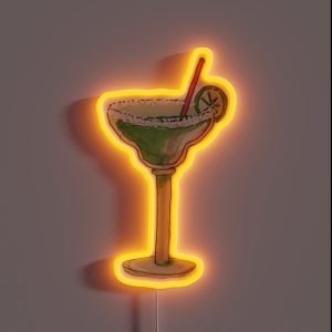 Illustrated Watercolor Margarita Bar Drink RGB Neon Sign