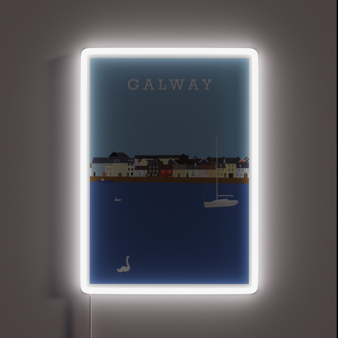 Illustration Of Galway Bay Ireland RGB Neon Sign Illustration Of Galway Bay Ireland RGB Neon Sign