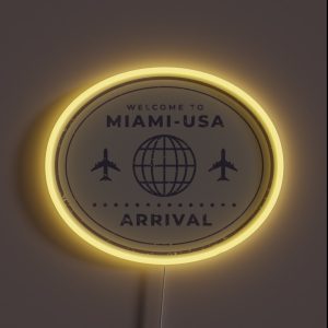 Immigration Stamp Miami USA RGB Neon Sign Immigration Stamp Miami USA RGB Neon Sign