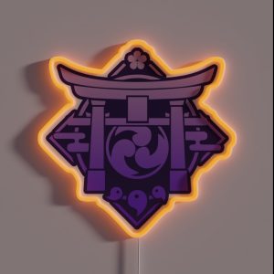 Inazuma Region Emblem With Violet Lightning Genshin Impact Fan Art RGB Neon Sign