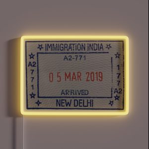 India Passport Stamp RGB Neon Sign India Passport Stamp RGB Neon Sign
