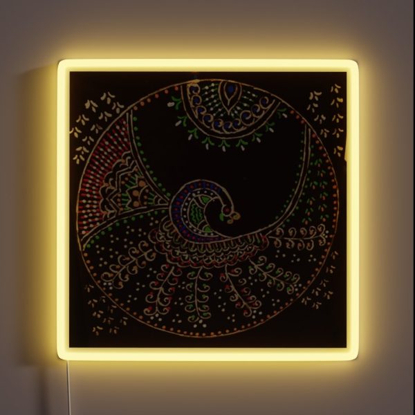 Indian Delicate Art Dancing Peacock RGB Neon Sign