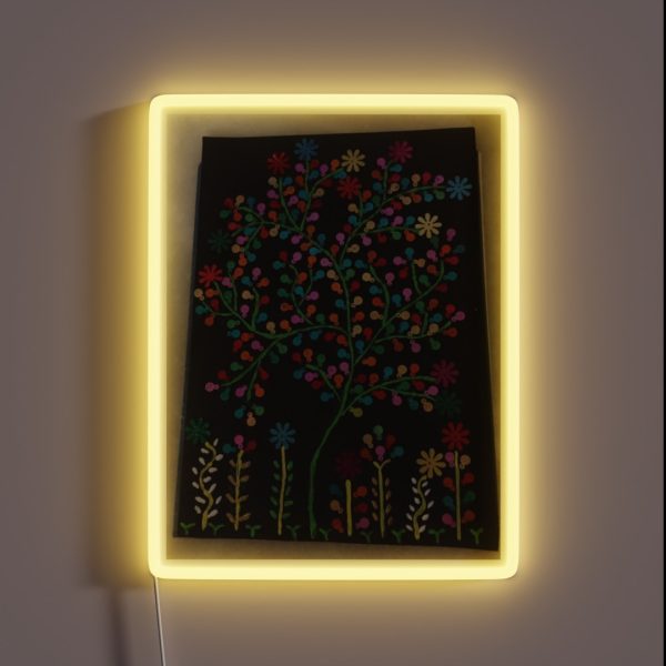 Indian Delicate Art Vibrant Colors Spring RGB Neon Sign
