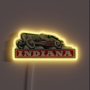 Indiana IN State Indianapolis Vintage Travel Decal RGB Neon Sign Indiana IN State Indianapolis Vintage Travel Decal RGB Neon Sign