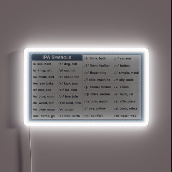 IPA Cheat Sheet RGB Neon Sign