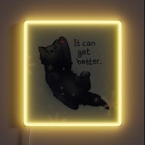 It Can Get Better Black Kitten In The Snow Encouragement RGB Neon Sign It Can Get Better Black Kitten In The Snow Encouragement RGB Neon Sign