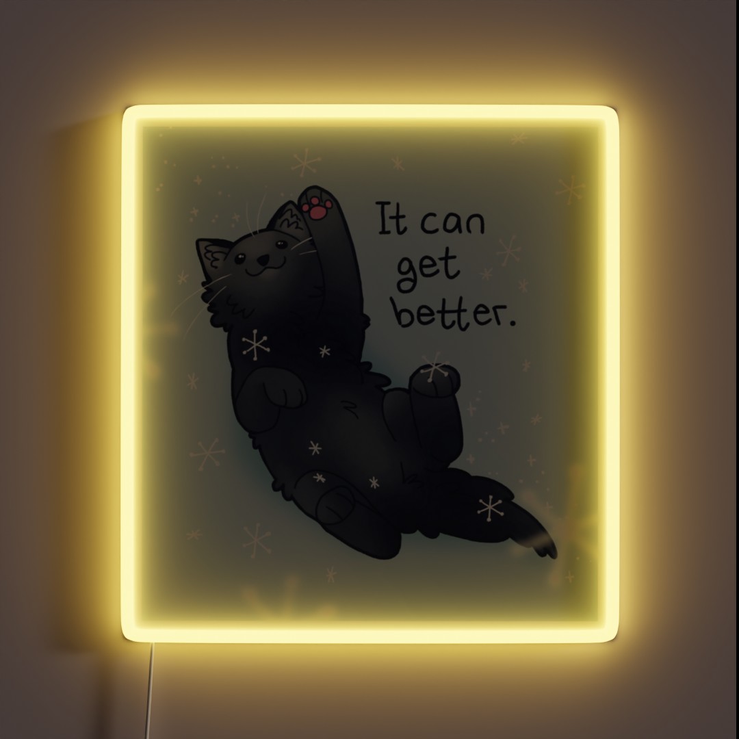 It Can Get Better Black Kitten In The Snow RGB Neon Sign It Can Get Better Black Kitten In The Snow RGB Neon Sign