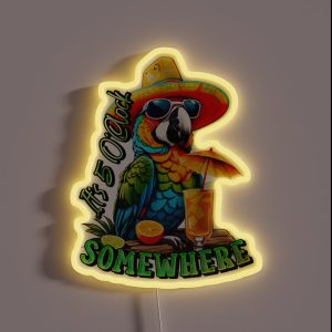 It S 5 O Clock Somewhere Tropical Parrot RGB Neon Sign