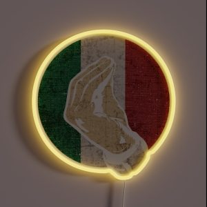 Italian Hand Gesture Sing Language Funny Italy Flag Vintage RGB Neon Sign