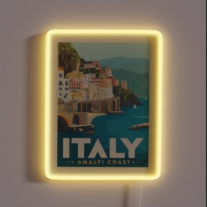 Italy Amalfi Coast Postcard Art RGB Neon Sign Italy Amalfi Coast Postcard Art RGB Neon Sign
