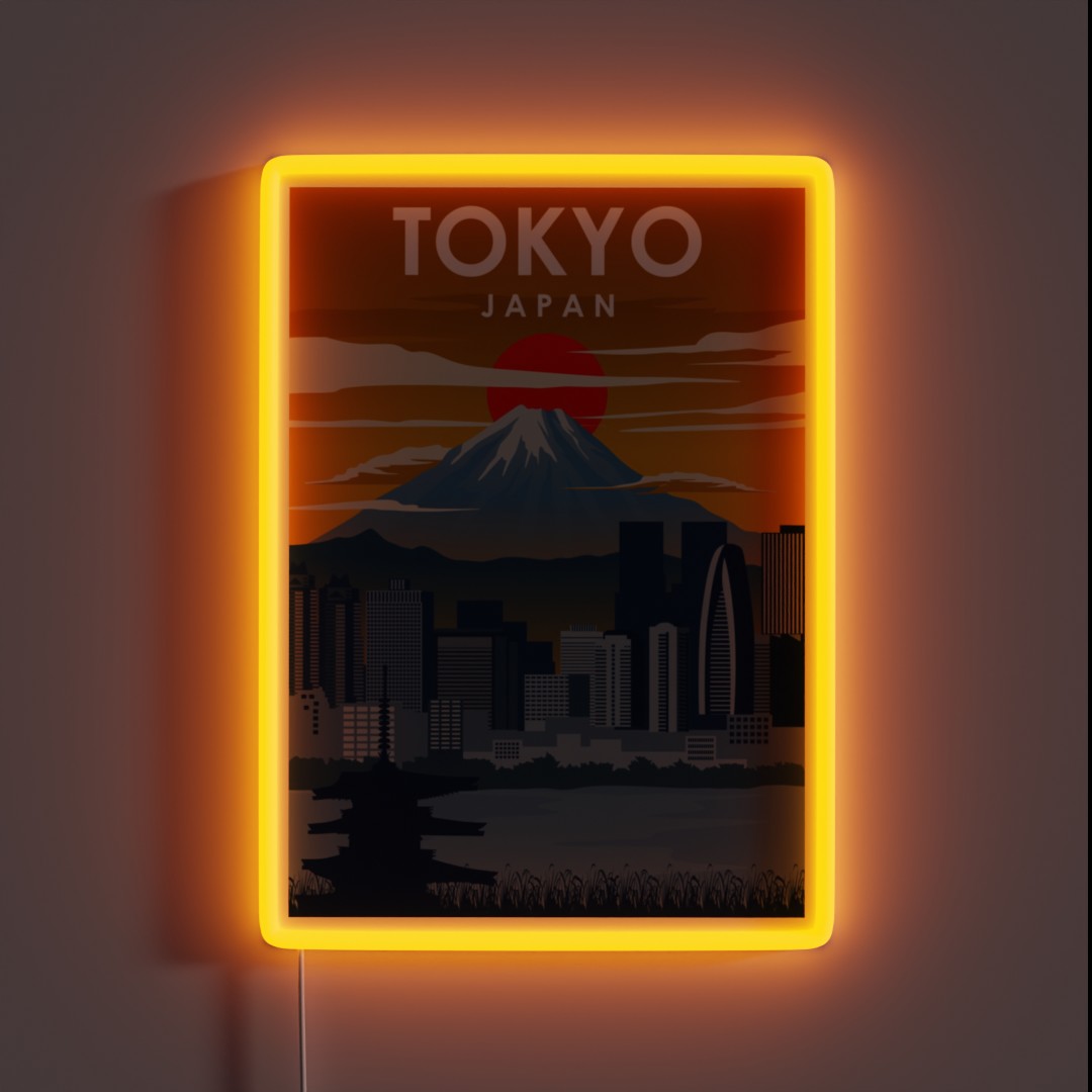 Japan Tokyo Mount Fuji Cityscape Vintage RGB Neon Sign Japan Tokyo Mount Fuji Cityscape Vintage RGB Neon Sign