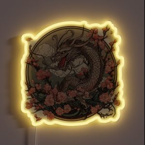 Japanese Dragon Cherry Blossoms RGB Neon Sign