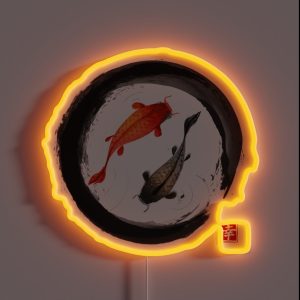 Japanese Koi Vintage Ink Shodo RGB Neon Sign Japanese Koi Vintage Ink Shodo RGB Neon Sign